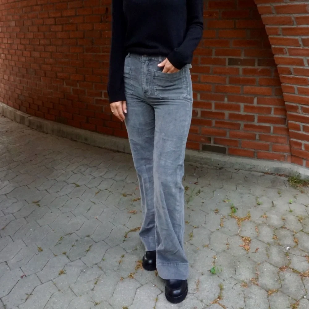 Jeanerica St. Monica Gray Corduroy Wide Leg Pants Flare Sz 25 Sailor Minimalist